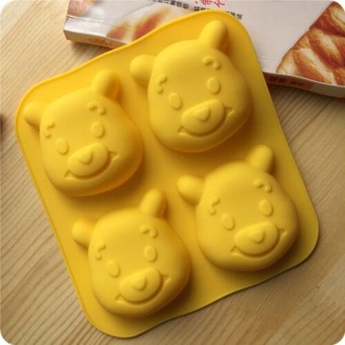 Cartoon 4 Even Little Beart Silicone Mold DIY Cake Chocolate 3D Mold Childrens Food Supplement Mold Soft Candy Cookie Baking