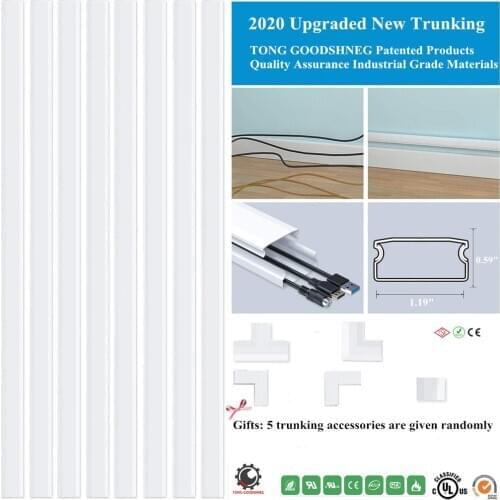 1.19''X0.59''Cord Cover Cable Raceway Cable Concealer Cord Management Wire Cord Hider Cable Organizer On Wall Paintable Channel