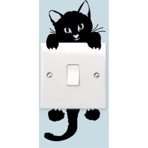 Wall Stickers Cute Black Cat Shape Baby Nursery Room Living Room PVC Durable Removable Waterproof Light Switch Decor Art Decals
