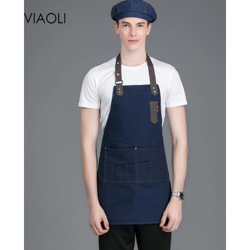 New Hanging Neck Chef Waiter Aprons Kitchen Hotel Coffee Shop BBQ Bakery Restaurant Cook Barber Shop Work Wear Pinafore Uniforms