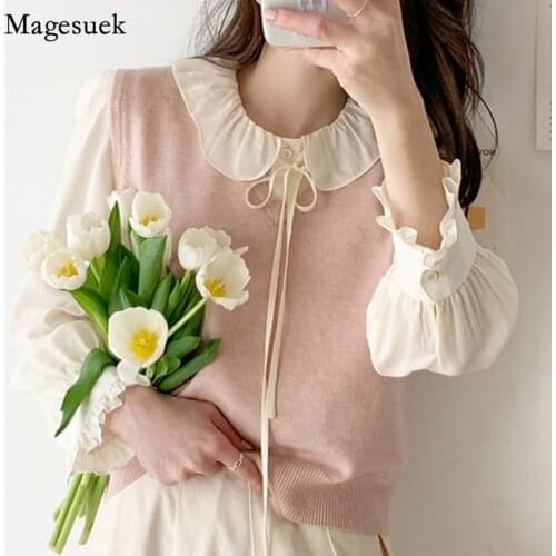 Spring Autumn New Pullover Women Sweater Vest Loose Cashmere Knitted Sweaters Vest Female Vintage Solid Knit Vest Tops 16471