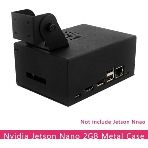 Nvidia Jetson Nano 2GB Metal Case Black Iron Shell with Adjustable Camera Holder Support Cooling Fan for Jetson Nano 2GB Board