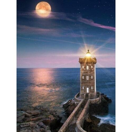 Landscape 5D DIY Diamond Painting lighthouse 3D Diamond Embroidery Sale Full Square Picture Of Rhinestones Decor Painting TY566