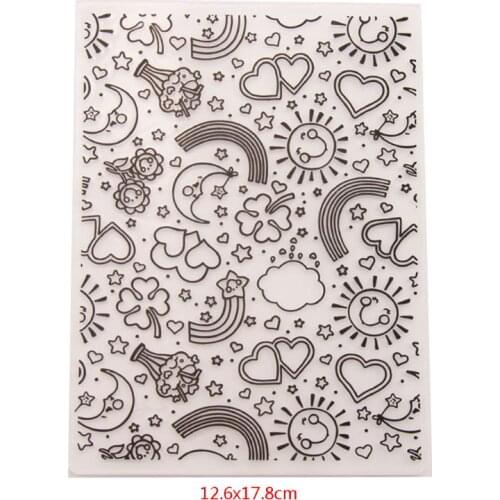 Plastic Embossing Folder Template DIY Scrapbook Photo Album Card Making Decoration Crafts Rainbow Sun E56C
