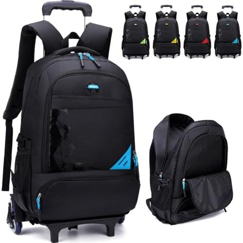 Black Rock Climbing Prints Primary Middle High School Rolling Bag Backpack Trolley Wheeled Elementary Bookbag Travel Rucksack
