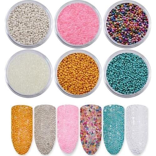Nail Rhinestone & Ornaments Manicure Caviar Colorful Beads Phototherapy Mixed Color Beads DIY Nail Art Decorations 6box/set