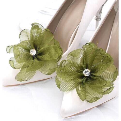 TOPQUEEN-AX11 2Pcs Shoe clip flower lady wedding shoe party wedding High heels decorative accessories flower fashion