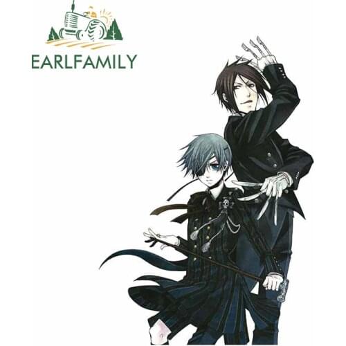 EARLFAMILY 13cm x 9.2cm for Black Butler Sebastian Michaelis Decal Anime Personality Suitcase Car Stickers Tuning Vinyl Car Wrap