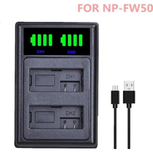 NP-FW50 camera battery charger npfw50 fw50 LCD USB Dual Charger for Sony A6000 5100 a3000 a35 A55 a7s II alpha 55 alpha 7 A