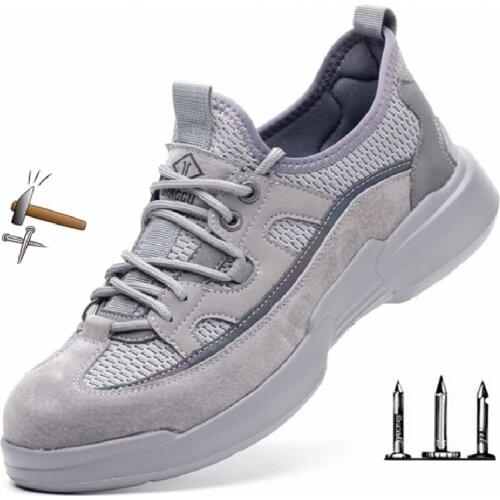 Safety Work Shoes for Men Boots Male Protector Steel Toe Boots Light Anti-Smashing Construction Safety Work Sneakers Summer