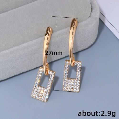 Luxury Geometric Shape Stud Earrings Rose Gold Color CZ Earrings for Women Daily Wear Elegant Female Stylish Jewelry Gift K5D502