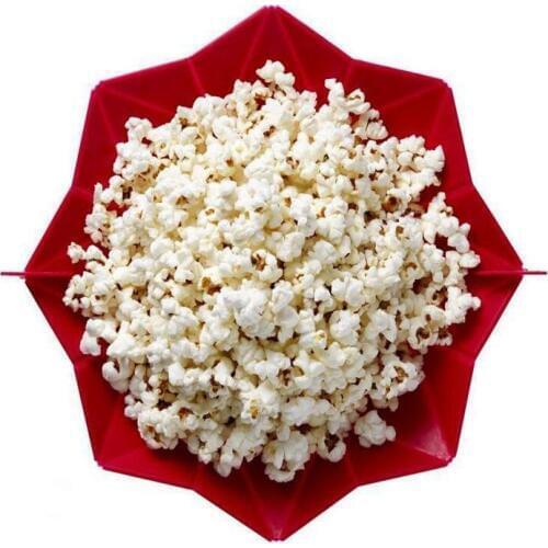 1 Pcs Red Microwave Oven Popcorn Food-gread Silicone Bowl Foldable Home Kitchen Corn Maker Heating Baking Tools Accessories DIY