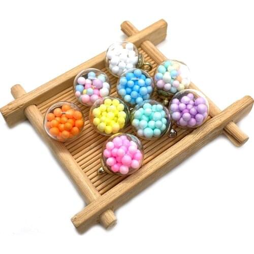 10pcs/pack Wholesale Glass Ball Colorful Ball Pendant Transparent Jar Glass Bead Pendant DIY Fashion Jewelry Making Size 16Mm