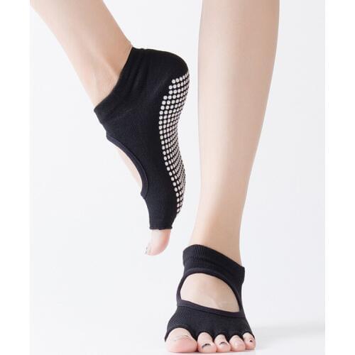 2019 new arrival Digging hole plastic yoga socks ladies slip open toe back five fingers socks sports socks