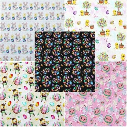 50*140cm Easter Egg Cartoon Character Cotton Fabric Sewing Quilting Fabrics For Patchwork Needlework DIY Handmade Accessories