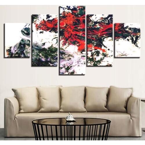 Abstract lady black red graffi Poster 5pcs Modern Home Wall Decor Canvas Picture Art HD Print Painting On Canvas for Living Room