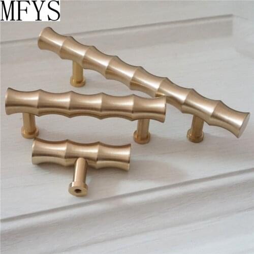 2.55'' 3.3'' 3.4'' Bamboo Gold Brass Cabinet Handles Knob Door Handle T Bar Pulls Drawer Knobs Pull Handles Dresser Pull Kitchen