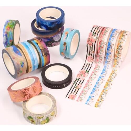 Kawaii avocado Masking Washi Tape night sky rose flower Decorative Adhesive Tape Decora Diy Scrapbooking Sticker Label