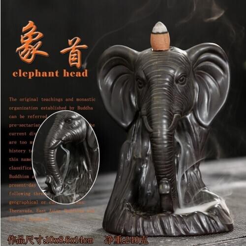 Incense Holder Animal Elephant Home Decoration Incense Waterfall Home Smokehouse Flavoring for Home Backflow Incense Ganesha
