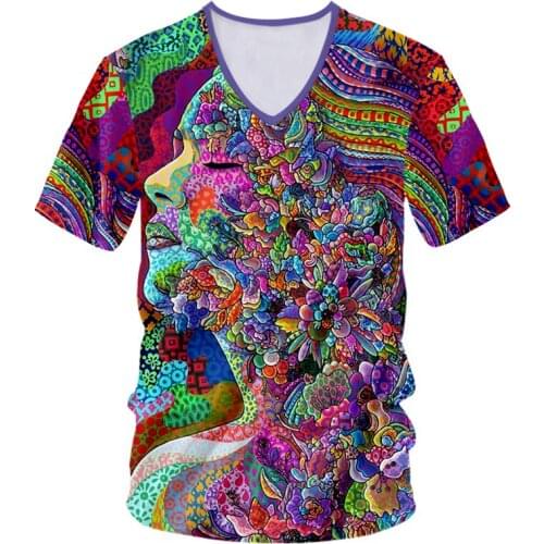 CJLM Summer Color Flowers Oversized T-shirt Woman Butterfly Pattern Men T Shirt Mysterious V-neck Shirt Mens Clothing Wholesale