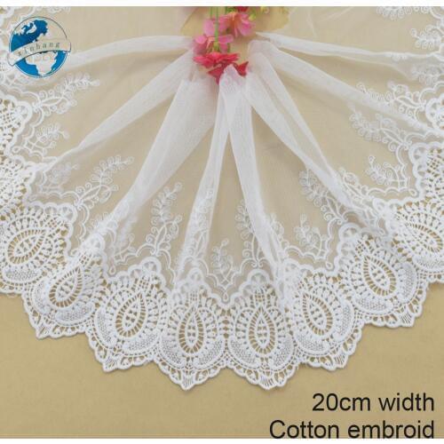 20cm width Cotton embroid lace sewing ribbon guipure lace african lace fabric trim warp knitting DIY Garment Accessories#3758