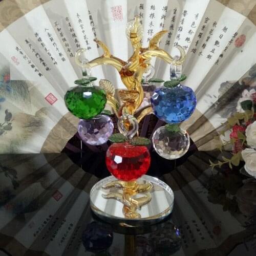 Crystal Apple Fortune Money Tree Exquisite Newlyweds Wedding Gifts Living Room TV Wine Cabinet Decorations Home Furnishings