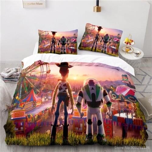 Toy Story Woody Buzz Lightyear Duvet Cover with Pillowcase Set Disney Cartoon 3D Printed Queen King Bedding Set for Home Bedroom