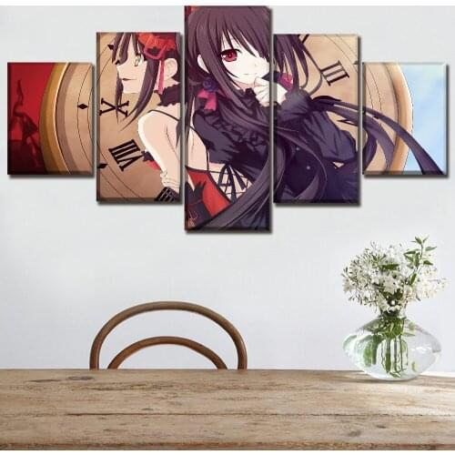Canvas Paintings 5 Pieces Date a Live Wall Art Home Decoration Animation Role Pictures HD Prints Modular Poster For Living Room