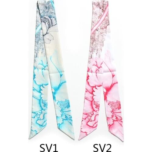 Classic bag scarf peony flower luxury brand womens scarf twill satin scarf and shawl beach fashion tie bag ribbon female JK48