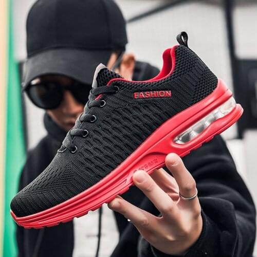 Hot Sale Air Shoes Sneakers Men Light Low Mens Casual Shoes Mesh Breathable Black Red Sneakers Men Big Size 47 zapatillas hombre