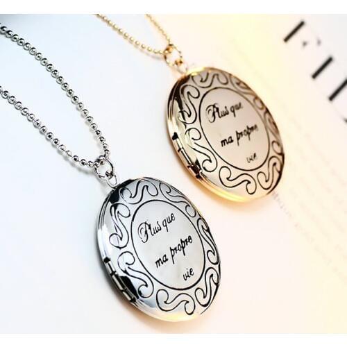 High Quality Can Open Pocket Watch Shape Round Lockets Pendant Photo Locket Necklace Couple Lovers Jewelry