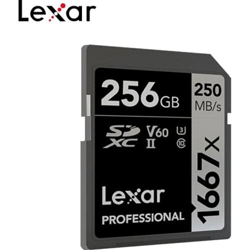 Lexar 1667x SDXC UHS-II SD Card 256GB 128GB 64GB Class 10 U3 V60 Up to 250MB/s Read Up to 120MB/s Write For Professional Users