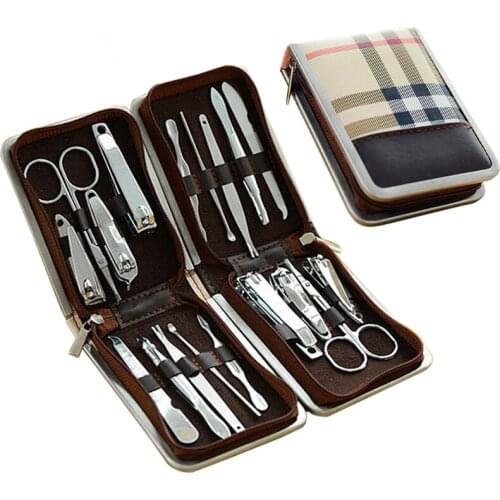 9pcs Carbon steel Nail Clippers Set Professional Scissors Suit With Box Trimmer Grooming Manicure Cutter Kits For Nail Tools