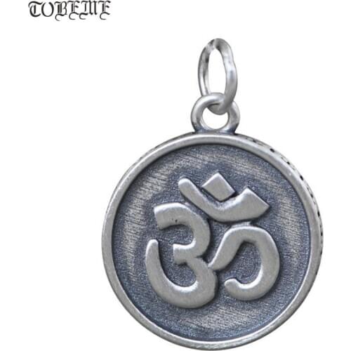 Real 925 Silver Tibetan Pendant vintage sterling silver OM Dorje Pendant Buddhist Good Luck Pendant