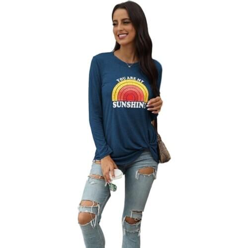 New autumn woman t-shirts long sleeve o-neck women tshirt print pullover fashion tops for teen girl