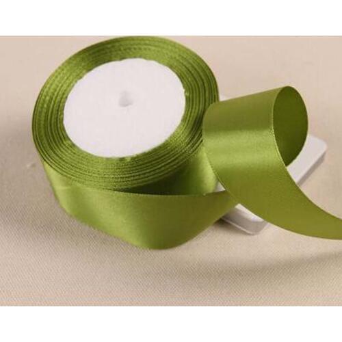 One Piece 25 Yards Grass Green Silk Satin Ribbon For Wedding Party Decoration Gift Wrapping Apparel Accessories wholesales