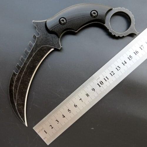 C1696 Fixed Blade Claw Knife Outdoor Self Defense Hunting Survival Knife with Belt Clip Karambit K Sheath Garden Knife xmas gift