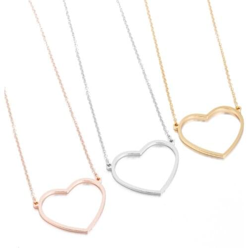 BAECYT Retro Heart Pendants Necklaces For Women Simple Charm Heart Stainless Steel Chain Necklace Girls Birthday Gifts