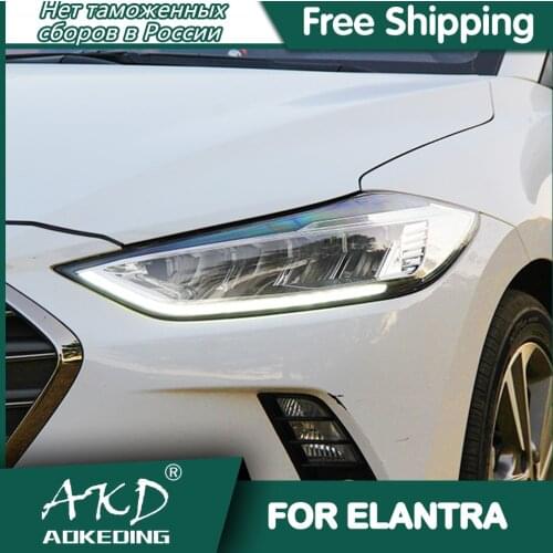 Headlights For Car Hyundai Elantra 2016-2020 DRL Day Running Light Head Lamp LED Bi Xenon Bulb Fog Lights Tuning Car Accessory