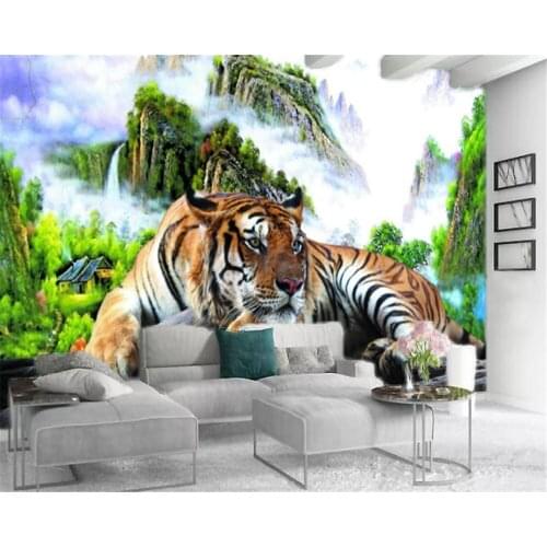 Custom Any Size 3d Wallpaper King of Animals Fierce Tiger Living Room Bedroom Background Wall Decoration Mural Wall Paper