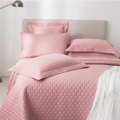 Quilted Quilt Coverlet & Bed Cover Set Stitched Pattern Solid Color 100% Cotton Bedspread bedding set