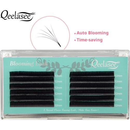 Qeelasee Easy Fan Lashes Automatic Flowering Bloom Eyelash Extension Self-Making Fans Fast Fan Volume Lashes soft makeup lashes