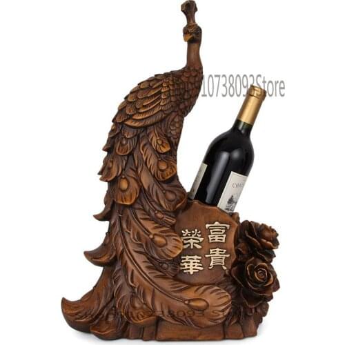 Retro European Living Room Decoration Peacock Red Wine Rack Creative Wine Tray Wine Storage Rack Restaurant Wine Cabinet Decorat