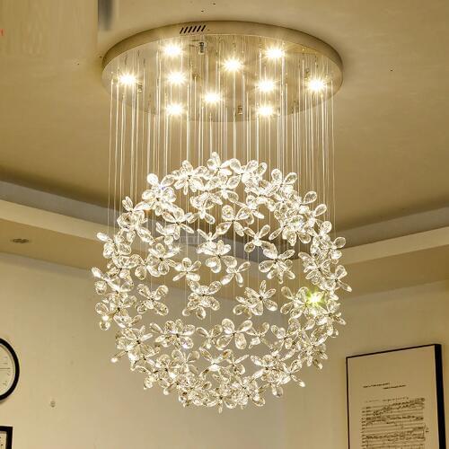 Luxury crystal LED chandelier modern living lighting changeable light color flower lamp lustre cristal bedroom lights