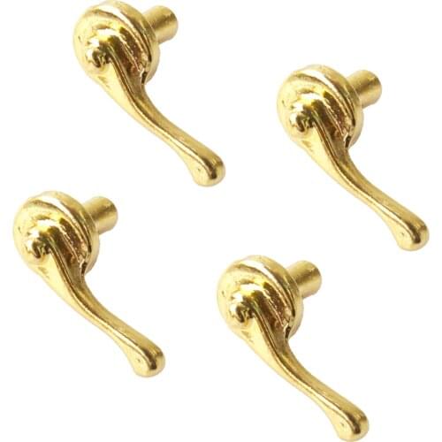4Pcs Dolls House Miniature Victorian Brass Scroll Door Handles Alloy Pull Knobs Dollhouse Furniture Accessories Gold