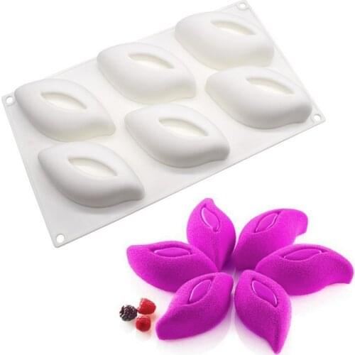 Silicone Cake Mold - 3D Handmade Bakeware DIY Mould, 6 Holes Pod Petal, White