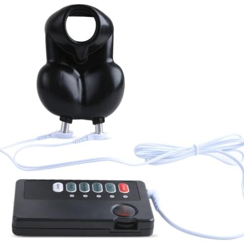 Silicone Scrotum Penis Squeeze Penis sleeves electric shock Masturbator sex toys Vibrating Chastity bondage Electro Stimulator