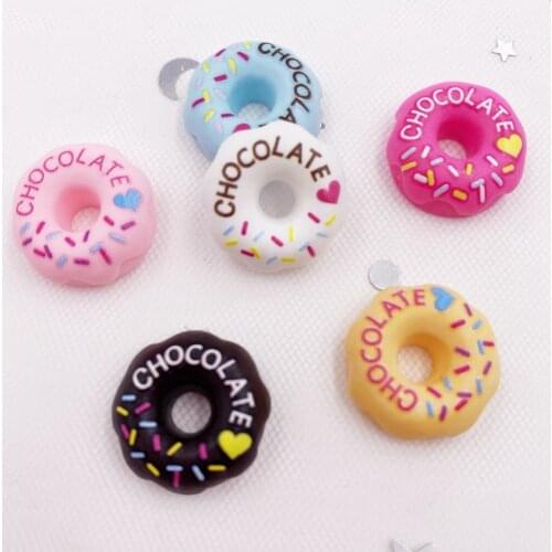 12pcs Resin Sweet Doughnut Cabochon Chocolate Cakes Flatback Stone Figurines Scrapbook DIY Craft Home Decor Embellishments H15