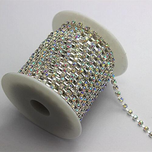 SS12 sparse crystal AB rhinestone silver base 10yards/roll ,Rhinestone chain,garment accessories,15004C