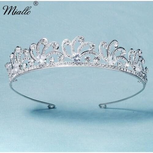 Miallo Wedding Crown Cubic Zircon Bridal Hair Jewelry Rhinestone Tiaras and Crowns for Women Accessories Party Bride Headpiece